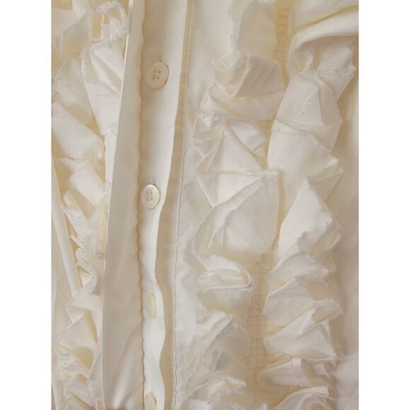 BCBG Maxazria Wide Leg Trouser Jumpsuit SZ 12 Ruffled Sleeveless White/Black - Picture 5 of 11